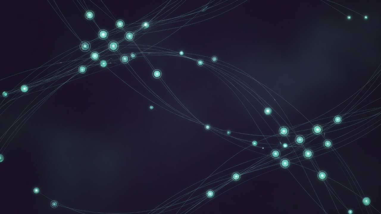 Abstract network of connected teal nodes suggesting care collaboration
